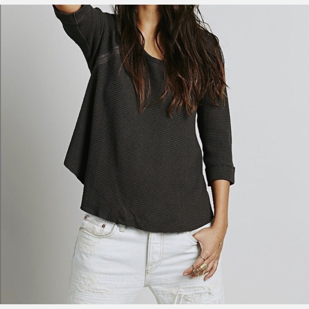 Free People Bon Bon Lace High-Low Green Top